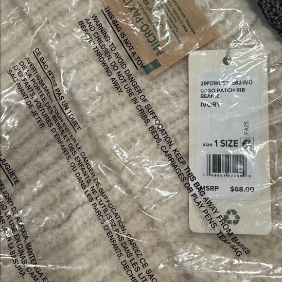Favorite Daughter Ribbed Beanie with Patch - Ivory OS